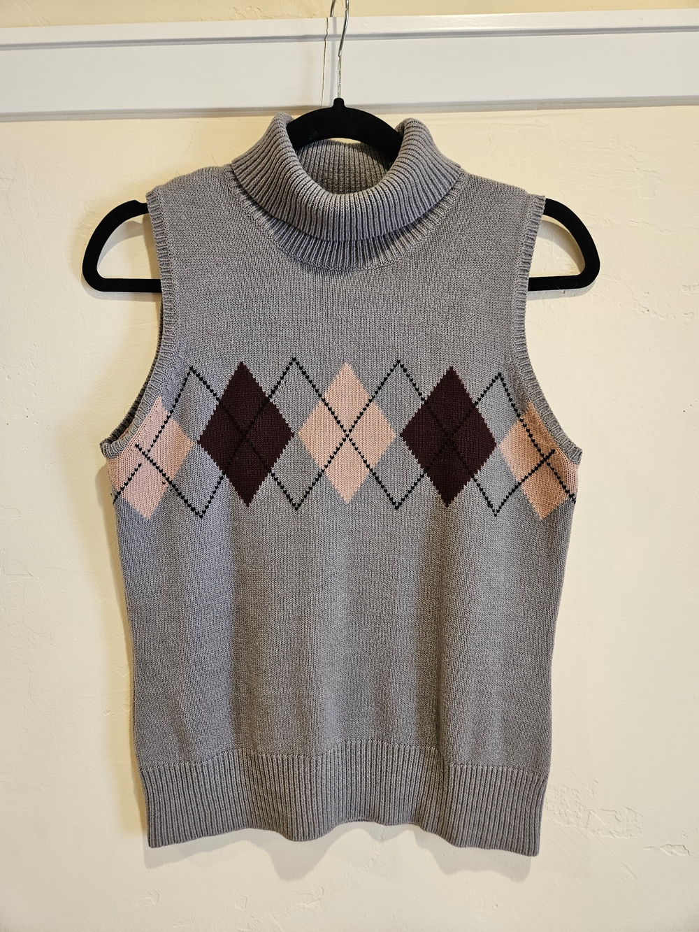 Turtleneck Argyle Sweater Vest